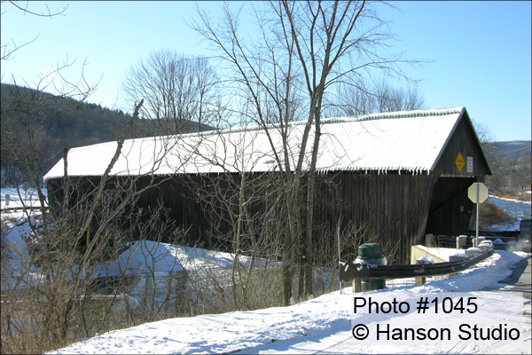 Woodstock, VT - Lincoln Bridge - Side - Winter